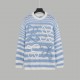 P235LOEW Striped colorblocked sweater with handmade appliquéd flowersBlue and white stripe color combinationThe loom makes the twisted stripes individually and then the lace is sewn by hand, which takes a long time.Size 