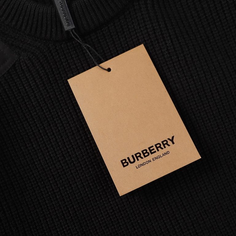 P265(Heavy weight high version) Burberry Burberry crew neck sweater23ss new double shoulder and two sleeve patchwork design, left cuff bbr small logo embroidery, wool knit sweater OS version, basic versatile men and wome