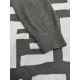 p365 FENDI Fendi Gray Cashmere SweaterDark gray wool yarn material, decorated with light gray beveled edges oversized FF pattern inserts, 90% cashmere, fitted pullover version.Size 48.50.52.54