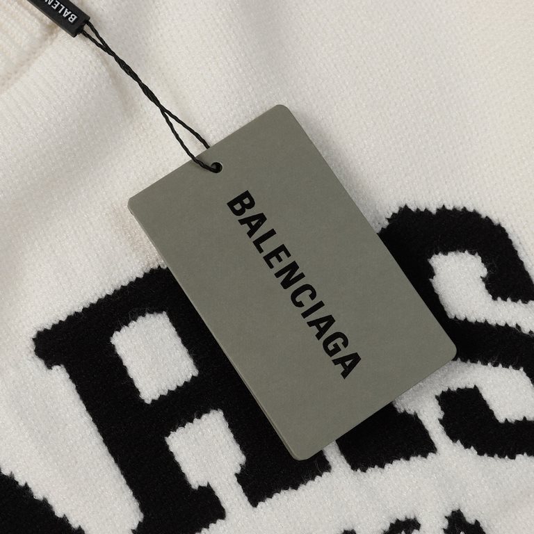 p255 balenciaga balenciaga parisian house sweater knit sweater loose version23ss limited slogan letters jacquard Guest imported sweater fabrics mountain wool raw material yarn 7 needle imported knitting machine manufactu