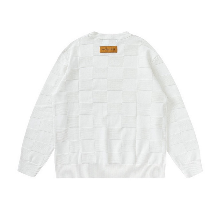 P255LouisVuitton  Louis Vuitton 22SS Big Element Classic fall and winter new fine sparse cotton blend stitch knit sweater! Men's and women's models logo embroidery metal pin decoration white checkerboard checkerboard rou