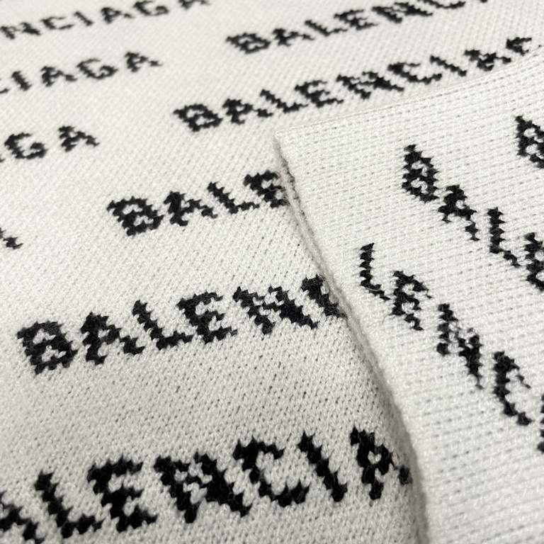 P230 (heavy weight high version)Balenciaga   Balenciaga 23ss new jacquard small letters wool knit sweater sweater OS shape  Men's and women's alikeThe whole garment 500 grams of heavy weight seconds market currencyThe wo