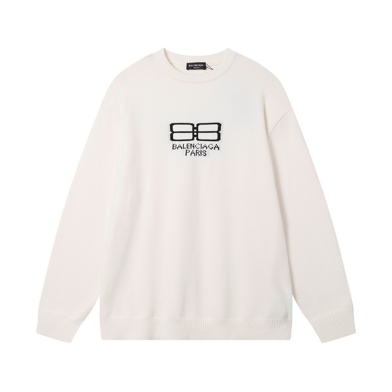 p255 balenciagaparis house sweater knit sweater loose versionGuest imported sweater fabrics mountain wool raw material yarn 7 needle imported knitting machine manufacturing color fixed dyeing high-quality heavyweight hig