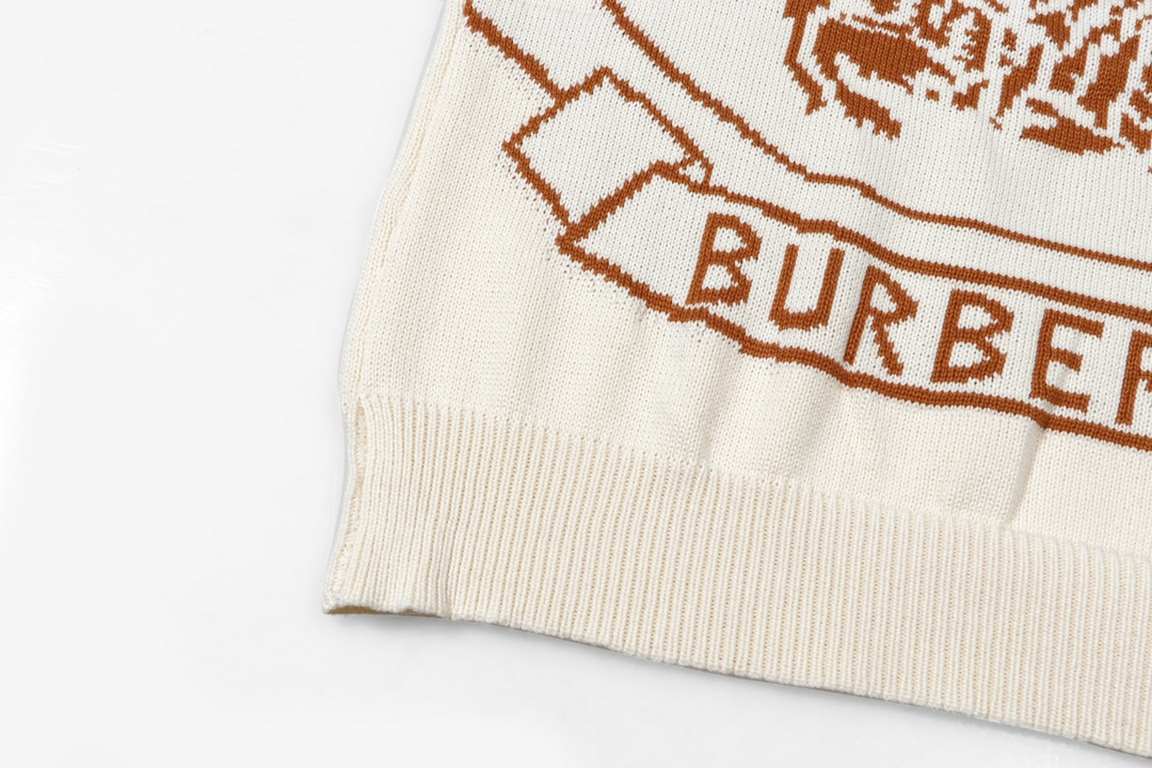 p270Burberry BURBERRY Classic War Horse Wheat Fringe Jacquard Wool Knit SweaterColor apricot brown dark blueSize S M L XL XXL