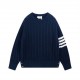 P230Thom Browne   TB Striped Twist Pullover Crew Neck Knit Sweater Jacquard Four Bars (Men's and Women's Sweater)colorwhite gray blueYardage0 1 2 3 4