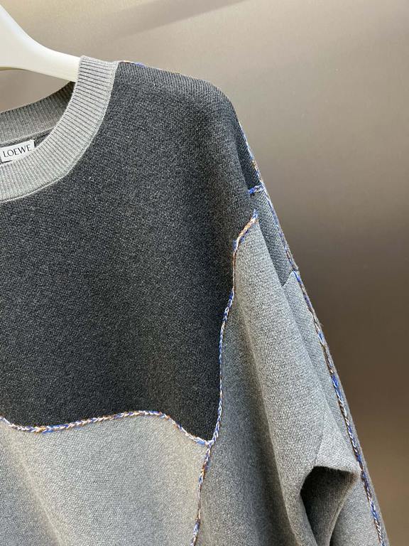 p435 loewe loewe geometric patchwork gray sweaterImported German weaving machine, made of cashmere fabric, soft and comfortable skin-friendly feel, irregular color blocking jacquard   hand embroidery process!Size s m l x