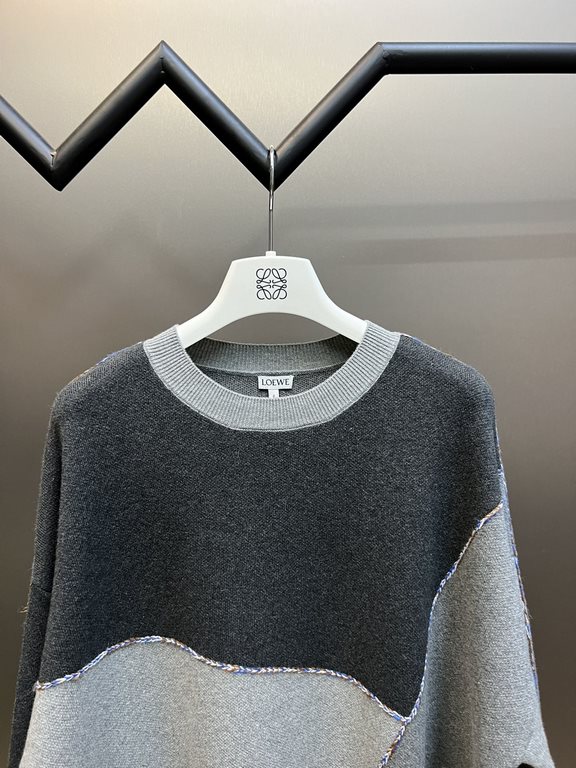 p435 loewe loewe geometric patchwork gray sweaterImported German weaving machine, made of cashmere fabric, soft and comfortable skin-friendly feel, irregular color blocking jacquard   hand embroidery process!Size s m l x