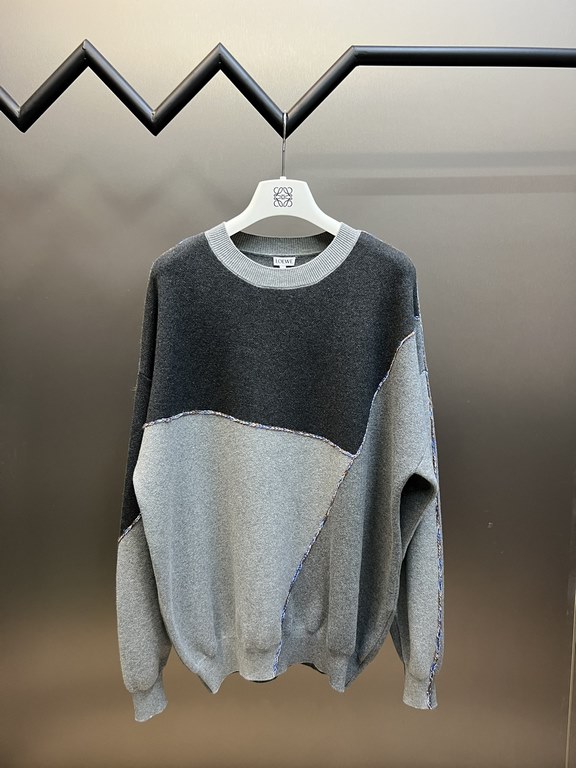 p435 loewe loewe geometric patchwork gray sweaterImported German weaving machine, made of cashmere fabric, soft and comfortable skin-friendly feel, irregular color blocking jacquard   hand embroidery process!Size s m l x