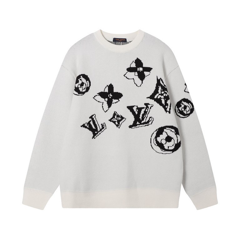 P265 Louis Vuitton Louis Vuitton Classic Old Flower Jacquard Peplum fall and winter men and women with the same paragraph sweater knit sweaterHigh version of LV dark jacquard weaving, low-key luxury design, very suitable