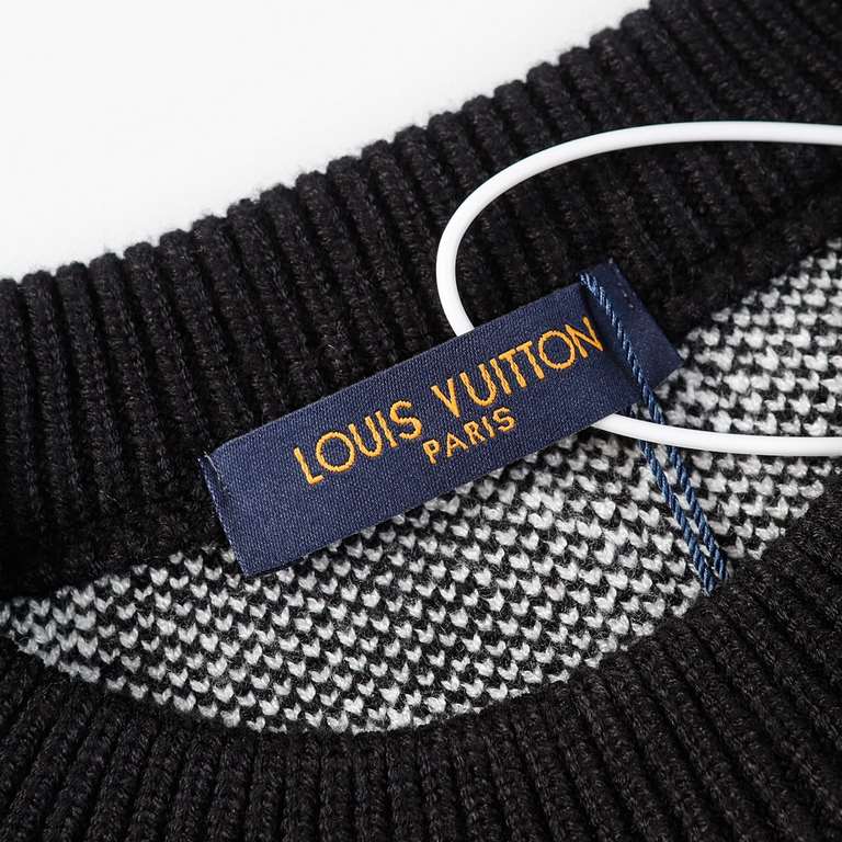 ￥230 (Heavyweight high version)Lv      Louis Vuitton 23ss New Jacquard Wool Knit Sweater OS Version  Men and WomenThe whole garment 500 grams of heavy weight seconds market currencyThe wool is knitted using 7 needle impo