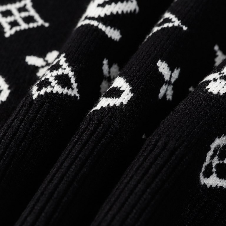 ￥230 (Heavyweight high version)Lv      Louis Vuitton 23ss New Jacquard Wool Knit Sweater OS Version  Men and WomenThe whole garment 500 grams of heavy weight seconds market currencyThe wool is knitted using 7 needle impo