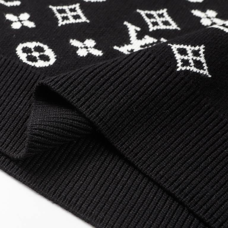 ￥230 (Heavyweight high version)Lv      Louis Vuitton 23ss New Jacquard Wool Knit Sweater OS Version  Men and WomenThe whole garment 500 grams of heavy weight seconds market currencyThe wool is knitted using 7 needle impo