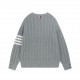 P230Thom Browne   TB Striped Twist Pullover Crew Neck Knit Sweater Jacquard Four Bars (Men's and Women's Sweater)colorwhite gray blueYardage0 1 2 3 4