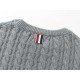 P230Thom Browne   TB Striped Twist Pullover Crew Neck Knit Sweater Jacquard Four Bars (Men's and Women's Sweater)colorwhite gray blueYardage0 1 2 3 4