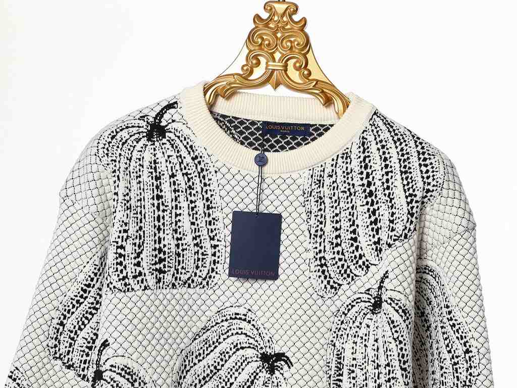 310 LOUIS VUITTON, 2023 FallWinter New Pumpkin Pattern Knit Sweater#Wool seahorse blended yarn material woolMade of 3s thick needles combined with imported intelligent computerized wool knitting machine knitting piece; t