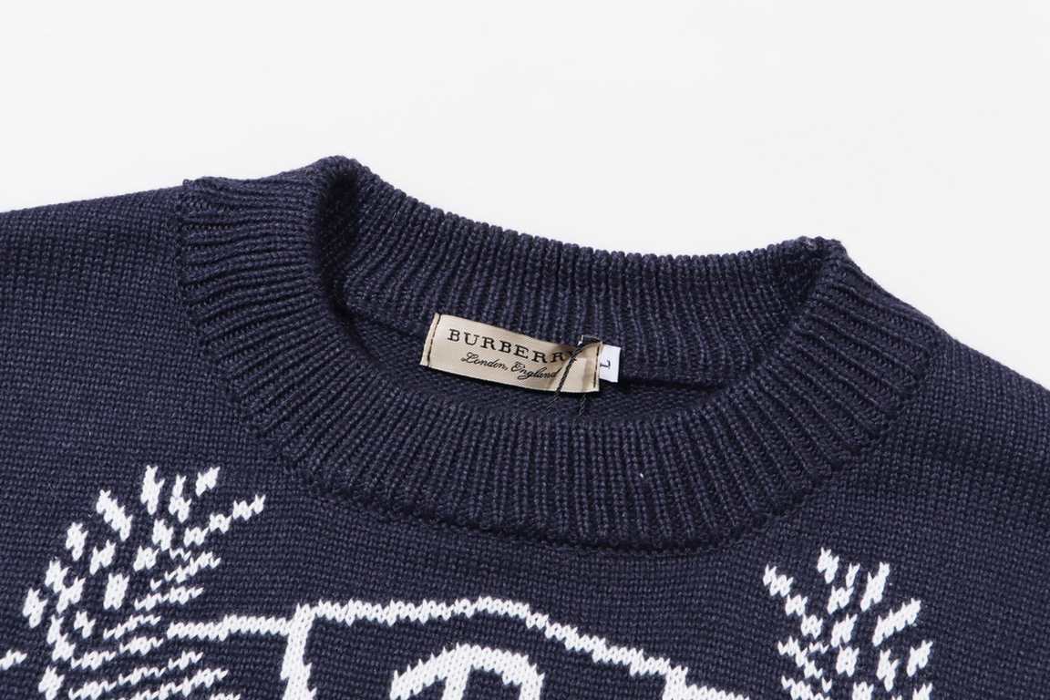 p270Burberry BURBERRY Classic War Horse Wheat Fringe Jacquard Wool Knit SweaterColor apricot brown dark blueSize S M L XL XXL