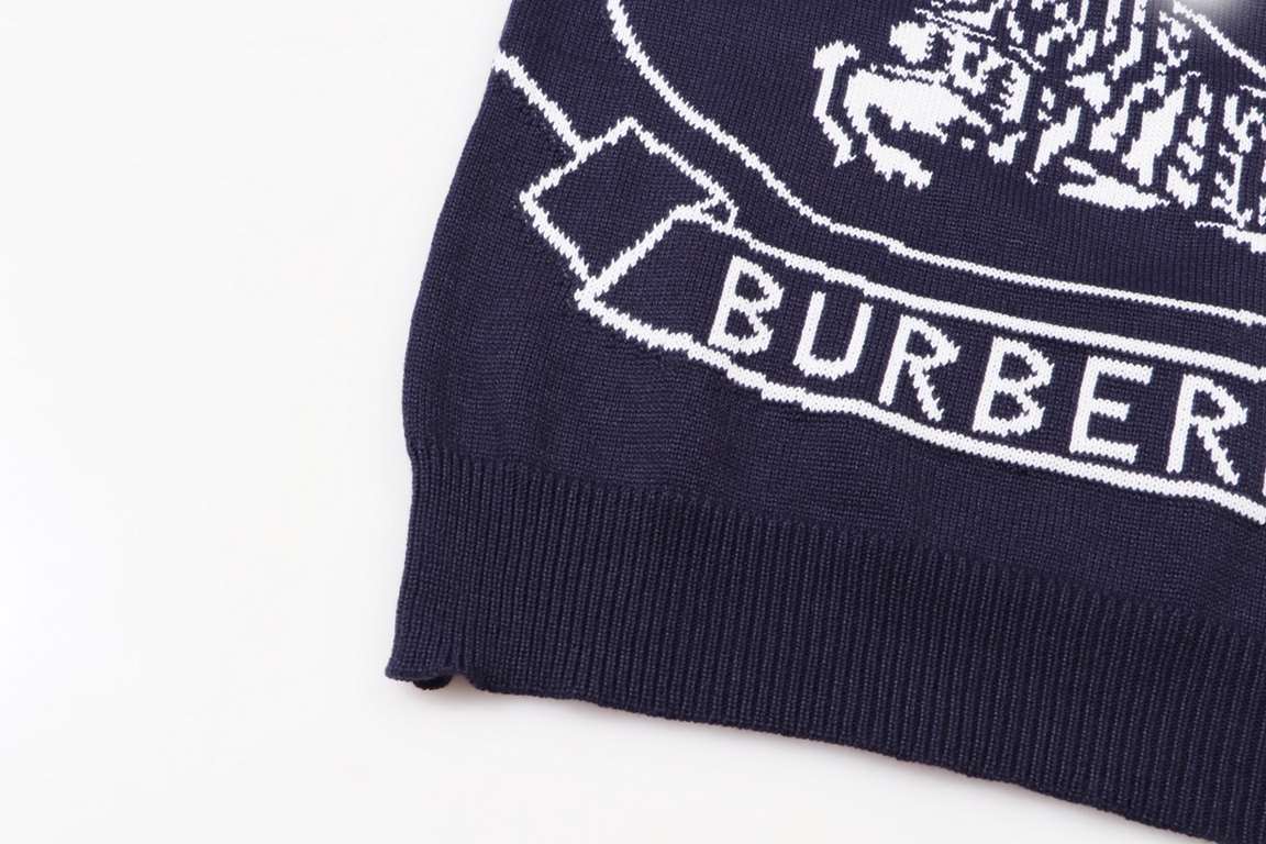 p270Burberry BURBERRY Classic War Horse Wheat Fringe Jacquard Wool Knit SweaterColor apricot brown dark blueSize S M L XL XXL