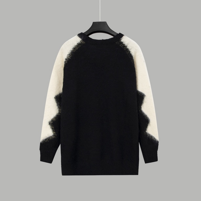 P235YSL Saint Laurent mohair colorblocked long sleeve sweaterBlack and white colorblocking with gold thread trimSecond pulling after the finished garmentClassic and versatileSize XS S M L Original fabric 80% mohair, 20% 