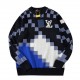 P2601v 2023 new mosaic jacquard wool pullover sweaterUsing a blend of technology 70% wool 30% cotton blend knitting Germany Stoll knitting machine jacquard mosaic checkerboard knitting density close The whole garment 1kg