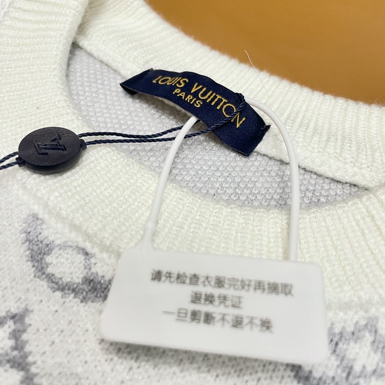 P230 (heavy weight high version)Lv  Louis Vuitton 23ss new jacquard wool knit sweater sweater OS version   men and women alikeThe whole garment 500 grams of heavy weight seconds market currencyThe wool is knitted using 7