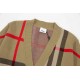 P265 BURBERRY Burberry. Colorblocked plaid classic colorblocked cardigan jacketAll of the color fixed dyeing cotton yarn containing wool, soft and skin-friendly, double knitting is very thick, feel invincible good, get i