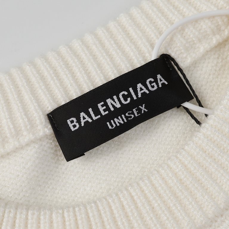 p265 balenciaga balenciaga parisian house sweater knit sweater loose version23ss limited slogan letters jacquard Guest imported sweater fabrics mountain wool raw material yarn 7 needle imported knitting machine manufactu