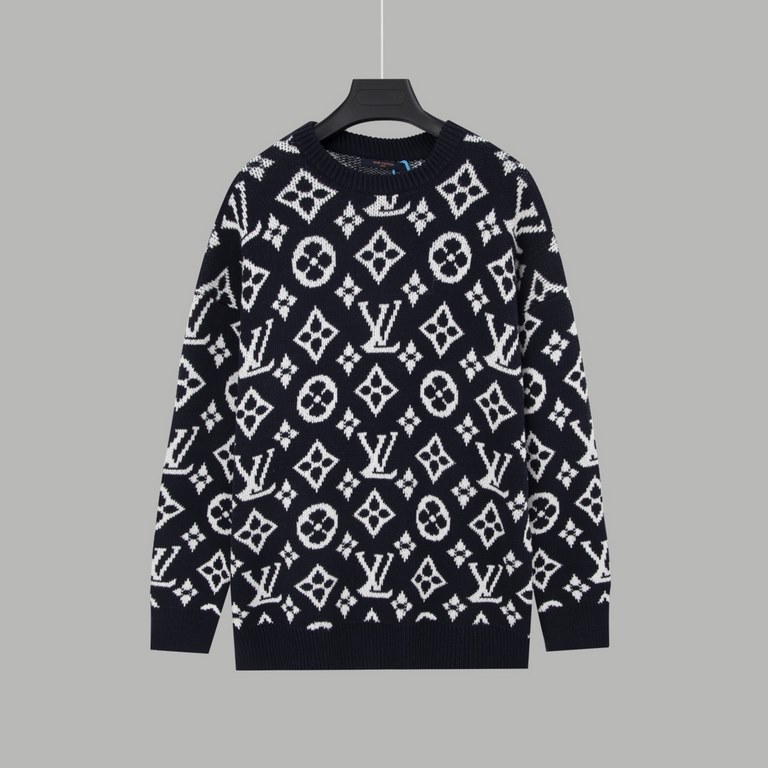 P2301V Louis Vuitton Full Length Long Sleeve Jacquard SweaterJacquard design on the whole front panelPre-shrunk and washedSize XS S M L Original Fabric 95% Cotton, 5% AcrylicDifferent from the marketYou'll know it when y