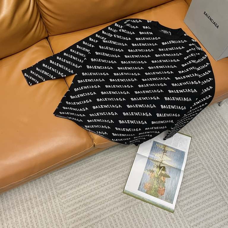 P230 (heavy weight high version)Balenciaga   Balenciaga 23ss new jacquard small letters wool knit sweater sweater OS shape  Men's and women's alikeThe whole garment 500 grams of heavy weight seconds market currencyThe wo