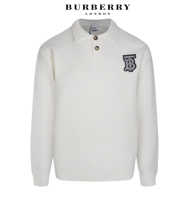 P260, Burberry 23ss latest models of autumn and winter fashion sweater knitted, the top version of the waffle Gertie knitted log0 solid color counter models wool lapel pullover, counter a touch of the same to create the 