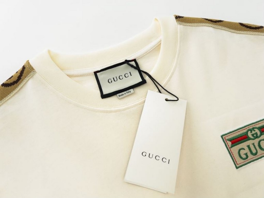 GUCCI Gucci 2024 spring and summer new classic embroidery letters logo short sleeve T-shirtExclusive network first Hundreds of models with perfect detailing260 grams of brand-name cotton fabricVery delicateOriginal fabri