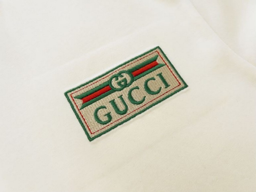 GUCCI Gucci 2024 spring and summer new classic embroidery letters logo short sleeve T-shirtExclusive network first Hundreds of models with perfect detailing260 grams of brand-name cotton fabricVery delicateOriginal fabri