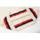 Gucci 2024SS New Chest Double G Knit Lapel Short Sleeve Polo ShirtIvory cotton jersey, red and blue appliqués, interlocking double G embroidered appliqués, webbed lapel, button front, dolman sleeves, ribbed edgingIvory, 