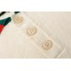 Gucci 2024SS New Chest Double G Knit Lapel Short Sleeve Polo ShirtIvory cotton jersey, red and blue appliqués, interlocking double G embroidered appliqués, webbed lapel, button front, dolman sleeves, ribbed edgingIvory, 