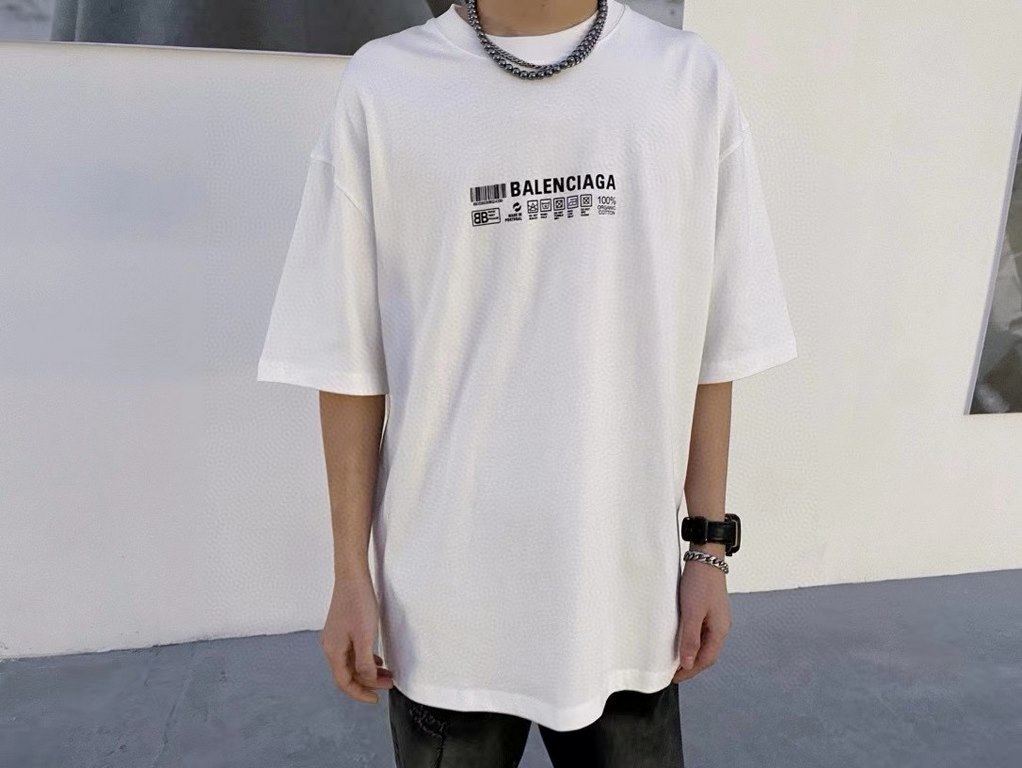 #Balenciaga  Balenciaga 24ss Barcode Letter Icon Print Short Sleeve Up