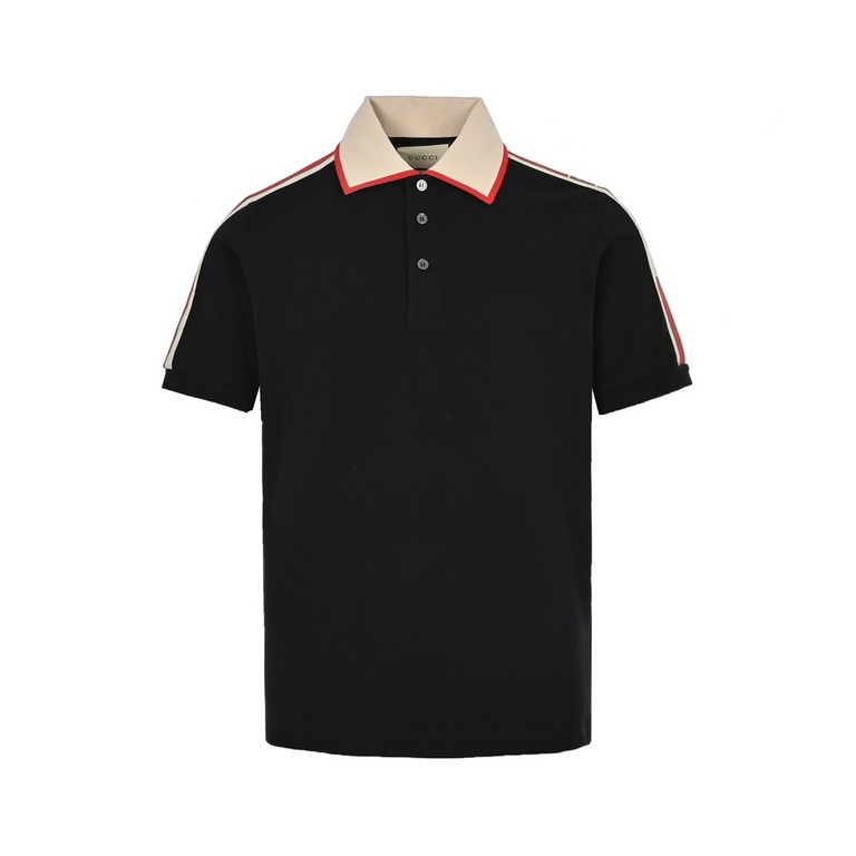 GucciGucci Classic Shoulder Jacquard Webbing Polo Short SleeveThis vintage-inspired webbing polo shirt is classic yet on-trend! Ribbon is one of G's favorite elements, and the classic ribbon element is reinterpreted each