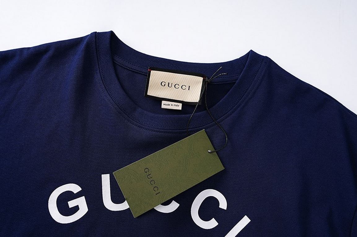 GucciSummer new, 1921 twist letters logo print round neck short sleeve T-shirt, made of customized 250G 32S double yarn long-staple cotton skin feel comfortable texture, three-dimensional, perfect detailing, men and wome