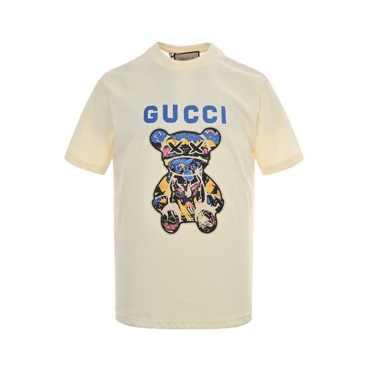 GucciGucci 24ss Graffiti Bear Print Short SleeveSynchronization of the official website, counter cotton fabric! Skin comfortable, durable and good to wear, classic simple logo design, the original craft meticulous, custo