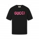 GUCCl Gucci 24S Early Spring New Pink Logo Letter Embroidered Short Sleeve T-ShirtGucc can be too good! Highly recommended! Super crispy Chill comes with a lazy cozy atmosphere is very wild  using high-density imported e