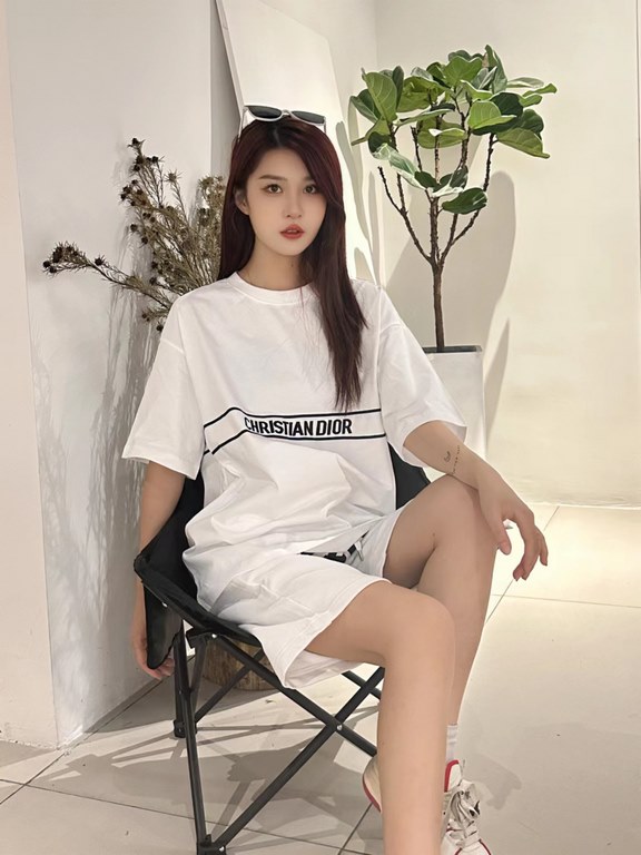 #DiorDior 23ss waistline embroidered letter logo short sleeve top