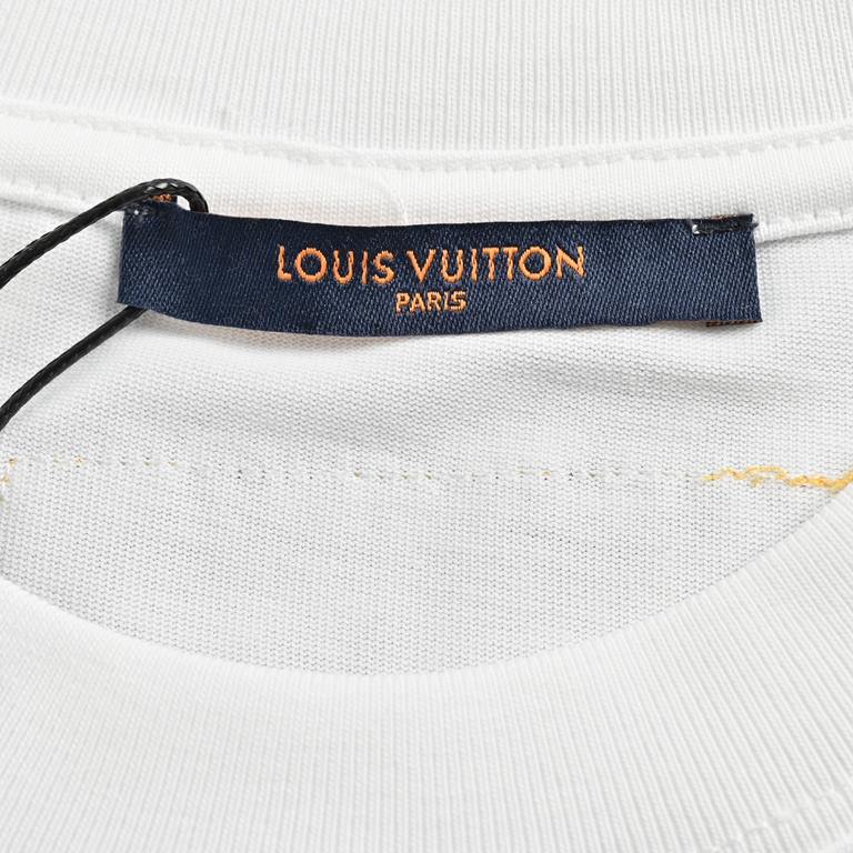 Louis VittonLouis Vuitton 24ss Cartoon Flocked Embroidery Short SleeveChannel boutique recommended, basic versatile simple paragraph short-sleeved TEE spring and summer latest models, boys and girls four seasons commutin