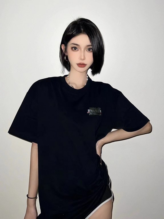 #Balenciaga 23ss embroidered cola pressed rubberized stripes on short sleeves