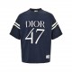 DiorDior 24ss Large Letter Logo Printed Plunger Sleeve Short SleeveMade of 21 count double combed compact spinning yarn, using imported anti-fade reactive dyes to board fixed dyeing color blue. Jacquard ribbed horizontal