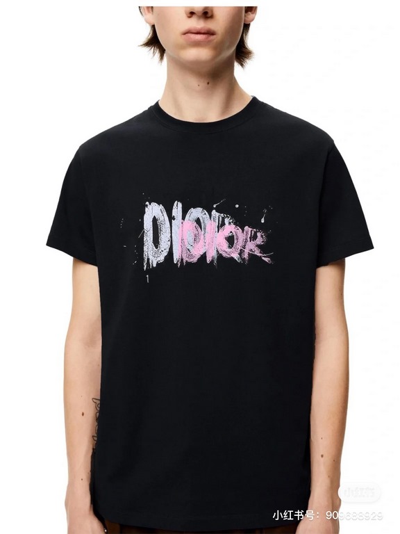 #Dior 24ss hand-painted graffiti letter print short sleeve top