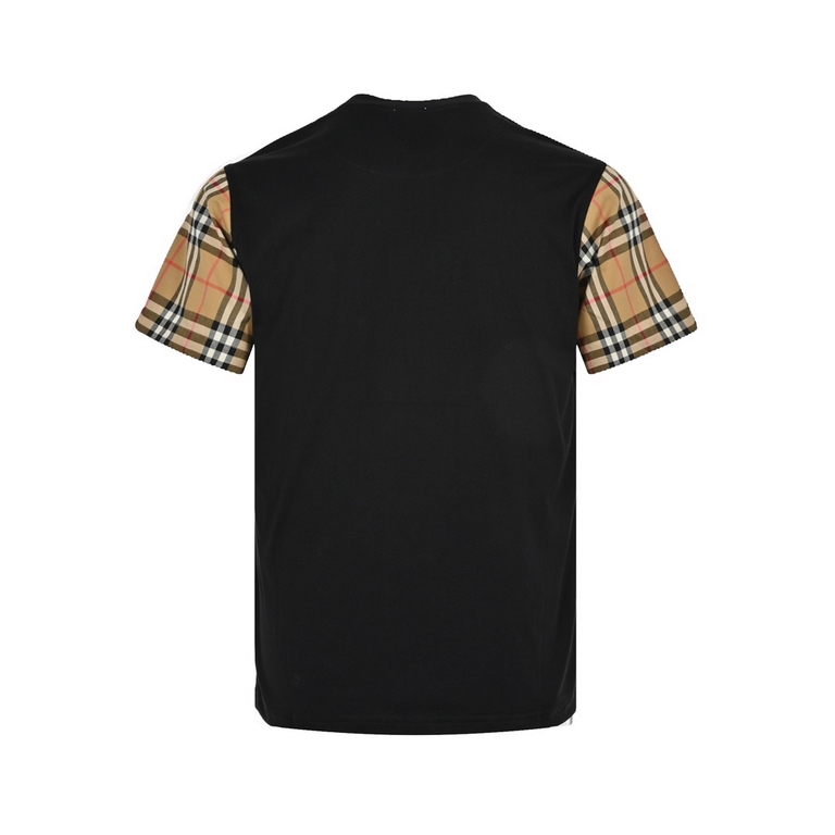 BurberryBurberry Classic Plaid Sleeve Patchwork Short SleeveThe use of 50 double stranded 180g cotton fabrics washed processing sleeves before and after the left and right all artificial check processing according to the