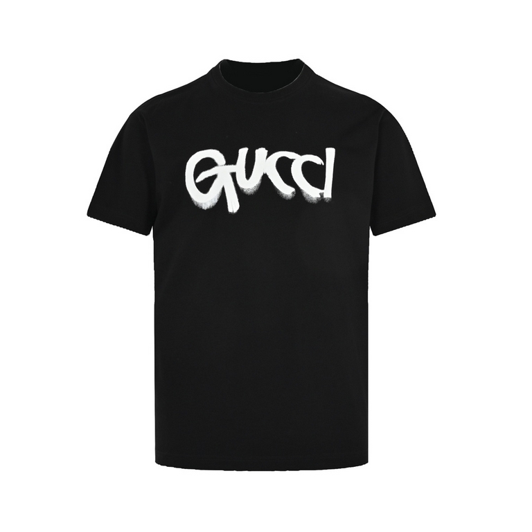 GucciGucci 23ss graffiti letters print short sleeveSpring and summer new letters printed round neck short sleeve High-end quality exclusive customized using 280 grams of fixed weaving and dyeing high gram weight cotton f