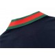 Gucci Gucci 23SS Cavendish fabric 260g red and green striped collar embroidery double G short sleeve polo shirtnavy blueSize XS-L