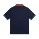 Gucci Gucci 23SS Cavendish fabric 260g red and green striped collar embroidery double G short sleeve polo shirtnavy blueSize XS-L