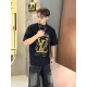 #Louis VuittonLouis Vuitton 24ss Hand Painted Graffiti Large Letter Print Short Sleeve Up