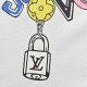 Louis VuittonLouis Vuitton 23ss Necklace Pendant Colorful Letter Print Short SleeveSummer new Classic necklace pendant colorful letters logo round neck short-sleeved T-shirt, the color combination is very artistic, perso