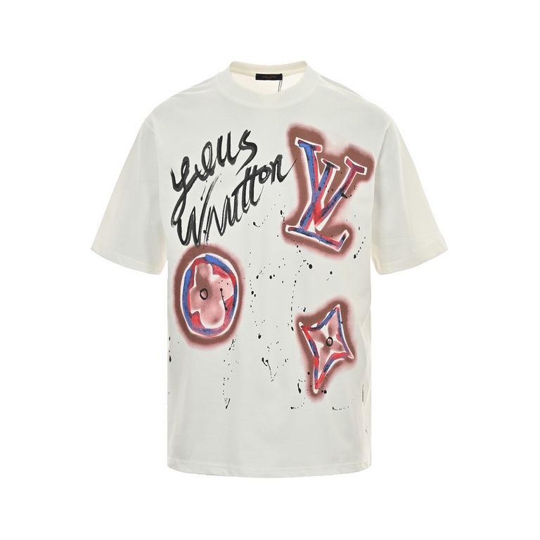 Louis Vuitton 24ss Old Flower Ink Gradient Print Short SleevesCustom weaving and dyeing 260 grams of imported original fabrics, with 32 count 1 × 1 cotton cover silk ribbing.Counter purchase, but also the season's main e